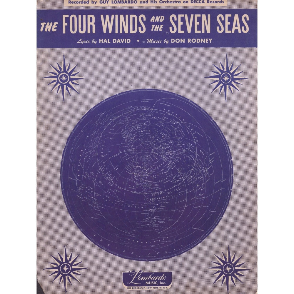 Vintage The Four Winds and the Seven Seas Sheet Music Guy Lombardo Hal David - Picture 1 of 1